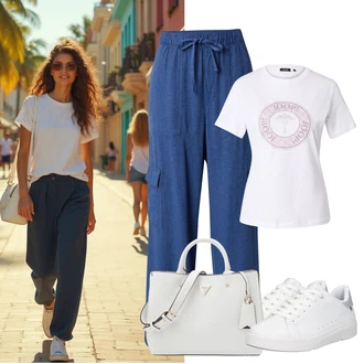 Velike velikosti outfit mit Siva/Svetlo modra/Svetlo zelena/Bela Torba za čez ramo/Poslovna torba/Vrečka za prenašanje/Pisarniška torba/Satchel torba Guess "športni videz"