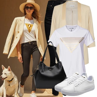 90-ich Skate Outfit sa Bijela Ljetna Tenisica/Tanka Tenisica/Niska Tenisica/Kožna Tenisica/Tenisica s platformom/Skate cipela "Stilski spoj za proljeće"Look: klasický, Skater, Sportski, Steampunk, Hip Hop, Retro, Estetika, 90-ich, S zakovicama, Surfanje, Aerobik, Skate