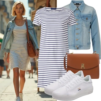 outfit mit Bela/Rjava/Zelena/Črna Dolga pletena obleka PATRIZIA PEPE "Stilsko kombinacija za pomlad"