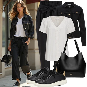 Pop koncert outfit mit Črna Superge Nizka/Ozka superga/Platnena superga/Skate Obutev/Women's Casual shoes/Usnjene superge medicine, Črna/Bela/Rjava Torba za čez ramo/Torba za Macbook/Torba za čez ramo/Torbica za čez ramo/Men's Bags Vuch "Stilsko oblačilo za pomlad"Look: Bar, Dan plaže, Pop koncert, Pustovanje, Pogreb, Šola