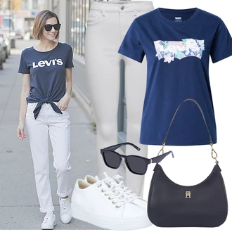 Outfit s Bílá/Krémová Teniska Tenisky s Bočním Zipem/Plátěná Teniska/Nízká Teniska/Kožené Tenisky/Úzká Teniska Paul Green "Jedinečný volnočasový outfit"