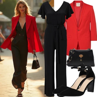 Outfit s Černá Sandál Na Podpatku/Sandál Na Širokém Podpatku/Bota Na Podpatku/Šněrovací Lodička/Sandál s podpatkem/Sandály na hřídeli/Lodička S Páskem/Páskový Sandál celena "Stylová kombinace pro jaro"