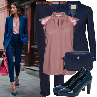 Dlouhé Outfit s Tmavě modrá Dvojřadový Sako/Blejzrové Bund/Blůzové Sako/Kožená bunda/Pletený Sako/Krátké Sako/Lidové Sako Only "Stylová letní nálada"