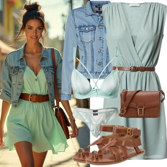 Outfit s Modrá/Světle modrá Vintage Bund/Džínové Bund/Krátké Džínové Bundičky VERO MODA "Super pro volný čas"