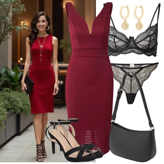 Široki kroj Outfit sa Crna/Bijela/Smeđa cipela s remenom/Salonka s Kopčom/Sandala s Remenčićem/Sandala s petom/Sandala na Petu About You "Moderan outfit za slobodno vrijeme"