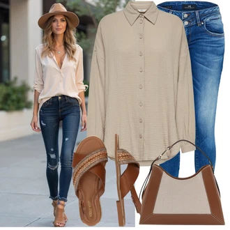 Denim/Traper Outfit sa Plava/Tamnoplava Kožna Jakna/Traperica Niskog Struka/Traperice Slim Kroja/Push-up Traperice/Čizma do Gležnja/Bikerske Traperice/Kožne Cipele/Zimska jakna/Traperica Niskog Struka LTB "Moderan outfit za slobodno vrijeme"