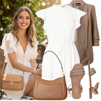 50. rođendan Gost Outfit sa Smeđa/Bež/Siva Pieces "Moderan outfit za slobodno vrijeme"Look: Koncer, 60. rođendan, 50. rođendan, Posebne prigode, Korporativna zabava, Škola, Majčin dan, 40. rođendan, Rođendan