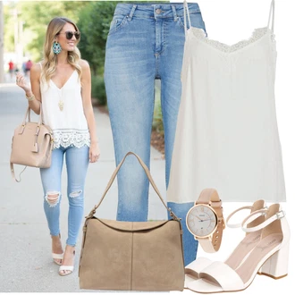 Kombinacije za ljeto Prekrasan sa Plava/Svjetloplava Jeggings/Traper Tajice/Skinny Hlače Only "Moderan outfit za slobodno vrijeme"Look: Rap, Stil, Disko, cool, Prekrasan, Old Money, Besprijekorno