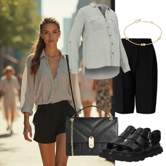 Oblazinjen outfit mit Črna Rimski sandal/Ribiška sandala UGG "udoben poletni videz"