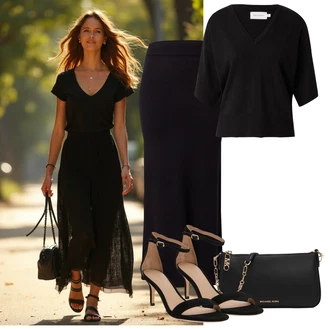 Malle Outfit s Černá/Růžová/Bílá MICHAEL Michael Kors "Letní večerní outfit"Look: Malle, Bar, Koncert, Pohřeb, Karneval, Banka, Galavečer