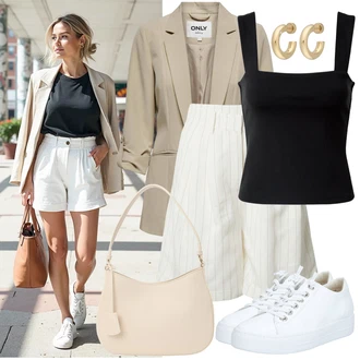 50. rođendan Gost Outfit sa Kaki/Bež/Smeđa/Bijela Only "Moderan look za slobodno vrijeme"Look: Korporativna zabava, Majčin dan, Koncer, 60. rođendan, Posebne prigode, 50. rođendan, Škola, Rođendan