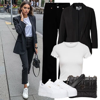 Outfit s Černá Kalhoty Bootcut/Manšestrové Lacláč/Manšestrové Kalhoty/Rozšířená Kalhoty/Kalhoty se Štěrbinou/Sametová Kalhoty VERO MODA "Perfektní na léto"