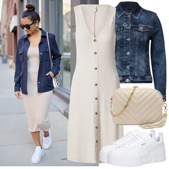 Výstřih na ramena A line Outfit s Šedá/Béžová/Hnědá/Khaki Ležérní Šaty/Zimní Pletené Šaty/Šaty Bez Rukávů/Žerzejové Šaty/Dlouhé pletené šaty Only "Perfektní pro volný čas"