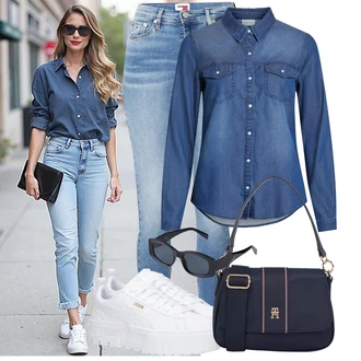 Outfit sa Plava/Svjetloplava Kožna Jakna/Kožne Cipele/Traperica Niskog Struka/Traperica Niskog Struka/Traperice s Rupom/Muška Kožna Jakna/Čizma do Gležnja/Push-up Traperice/Slip-on Traperice/Traperice s Prorezom "Lagani outfit"