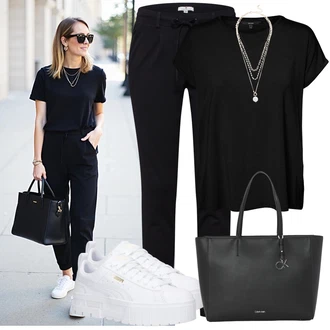 Outfit sa Crna Majica I Top Veći Broj/Tunika/Bluza Veći Broj VERO MODA "Savršen za slobodno vrijeme"