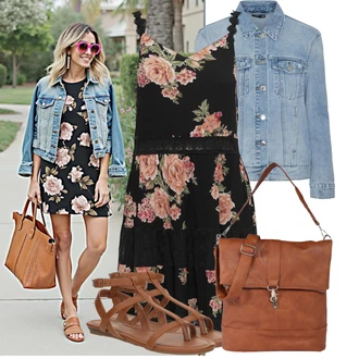 Zakrpe Outfit sa Svjetloplava/Plava Kratka Traper Jakna/Traper Jakna VERO MODA "Lagani outfit"
