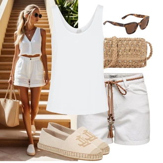 Outfit sa Bijela/Krem Majica I Top Veći Broj/Bluza i Tunika Tunika/Bluza Veći Broj Pieces "Lagani outfit"