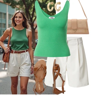 Outfit sa Bež/Smeđa Sandale Gladijator sandala/Vintage sandala/Ljetna Cipela/Sandala s Remenčićem/Rimska sandala/Sandala s T Remenom About You "Ljetni outfit za slobodno vrijeme"
