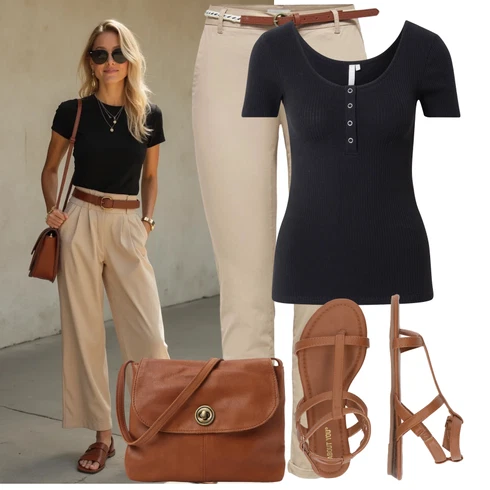 Kombinace Khaki/Béžová Kalhoty Jeggings/Skinny Kalhoty/Navlékací Kalhoty/Twillová Kalhoty/Úzká Kalhoty/Bengaline Kalhoty Only kombinovat s Černá/Tmavě modrá/Modrá Pletený Top/Pletené tričko/Fancy tričko/Košilový Top/Tričko s krátkým rukávem/Jednoduchý Top Pieces