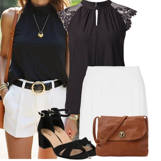 Outfit s Černá/Tmavě šedá Halenka a Tunika VERO MODA "Lehký outfit"