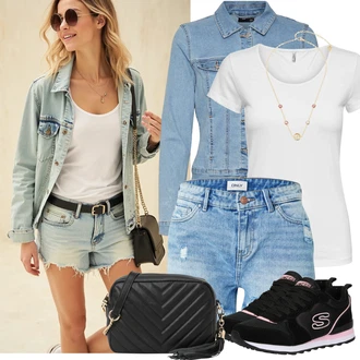 Outfit sa Bijela/Siva/Krem/Srebro Muške tenisice za trčanje/Funkcionalna majica/Obični top/Majica/Ležerna majica/Sportska majica Only "Moderan outfit za slobodno vrijeme"