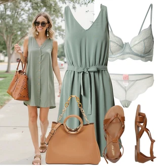 Outfit sa Zeleno/Svjetlozelena/Svjetloplava Haljina Veći Broj Vila "Lagani outfit"