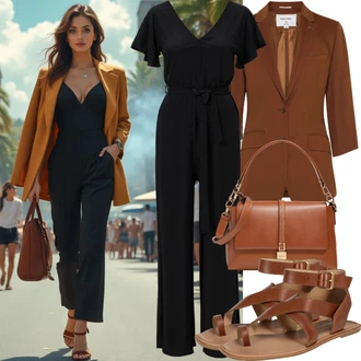 Outfit sa Smeđa/Bež/Kaki Odijelo ONLY Carmakoma "Cool svakodnevni outfit"
