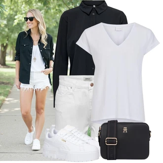 Outfit sa Crna/Tamnoplava Bluza i Tunika/Bluza Veći Broj JdY "Ljetni outfit za slobodno vrijeme"