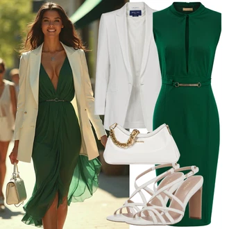 Outfit sa Krem/Bijela Kaput/Odijelo wallis "Elegantan Izgled"