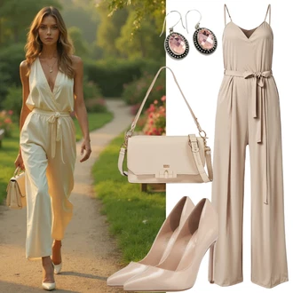 Outfit s Béžová/Hnědá/Bílá Lodička s vysokým nártem/Lodička s T-páskem/Lodička S Páskem/Lodička Slingback/Boty Mary Jane/Bota Na Podpatku/Lodička na Vysokém Podpatku/Lodička S Páskem bershka "Elegantní Letní Outfit"
