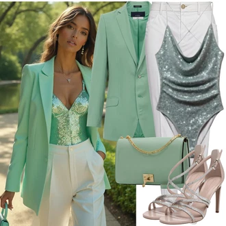 Elegantní Outfit s Růžová Sandál Na Podpatku/Sandál s podpatkem/Sandál Na Širokém Podpatku/Bota Na Podpatku Call it Spring "Elegantní Letní Outfit"Look: Elegantní