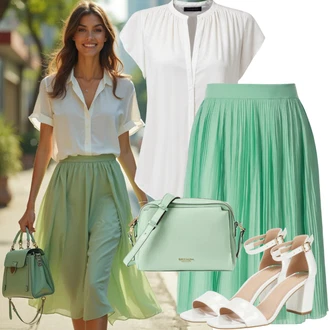Dlouhé Outfit s Zelená/Modrá/Tyrkysový Dlouhá Sukně/Italská Sukně/90tá Léta Sukně/Sukně s potiskem/Slavnostní Maxi Sukně/Sukně Pro Matriku/80tého Léta Sukně/Mačkaná Sukně/Křesťanská Sukně/Vintage sukně maxi/Plisovaná sukně/Maxi sukně Trendyol "Elegantní obchodní outfit"