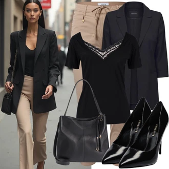 Sexy Outfit s Černá Sandál Na Podpatku/Sandál Na Širokém Podpatku/Bota Na Podpatku/Šněrovací Lodička/Sandál s podpatkem/Sandály na hřídeli/Lodička S Páskem/Páskový Sandál celena "Elegantní vzhled"Look: Elegantní, Cool, Italský, Krásný, Old Money, Sexy