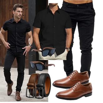 Büro Outfit mit J.VER , Bruno Marc "Freizeit Outfit"Look: Büro, Stil, Dad, Casual, Business, Boyfriend, Techno, Zuhause, Classic, Elegant, Rap