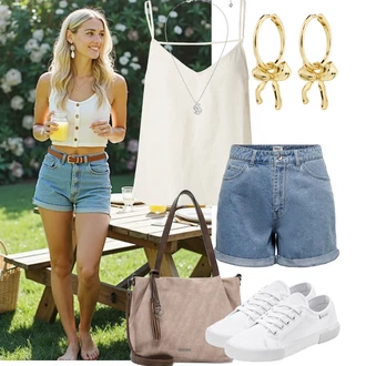 Outfit sa Srebro/Žuta/Bijela/Pink Collier Swarovski "Letní outfity"