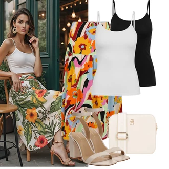 Outfit sa Crna/Bijela Majica I Top Veći Broj/Bluza Veći Broj/Žensko donje rublje i kupaći kostimi/Kupaći Kostim Za Veću Veličinu Only "Letní outfity"