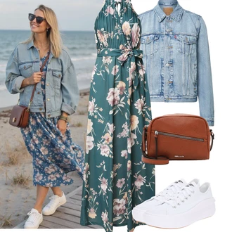 Letadlo Outfit s Bílá/Krémová Teniska na platformě/Plátěná teniska/Nízká Teniska Converse "Jarní outfit"