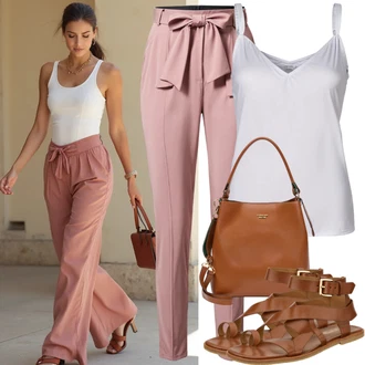 Outfity pro léto Úzký s Bílá Top Se Špagetovými Ramínky/Halenka Bez Rukávů/Bustierový Top 4th & Reckless "Krásný Letní Vzhled"