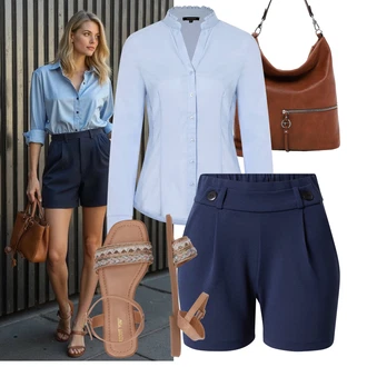 Outfit sa Svjetloplava/Plava Bluza i Tunika/Bluza Veći Broj More & More "Dopadljivi ljetni outfit"