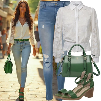 outfit mit Zelena/Neonske barve Čevlj Pletena Sandala/Sandala s peto/Sandala/Poletni Čevelj/Čevelj S Trakom/Sandali s Paščkom/Čevelj s trakom/Visoka petka fox shoes "Lep Poletni Videz"