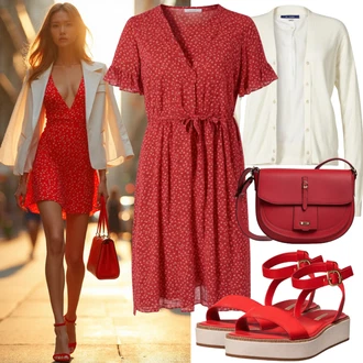 outfit mit Črna/Srebrna/Siva/Zelena/Rdeča Mini torbica/Torba za čez ramo karl lagerfeld "Lep Poletni Videz"