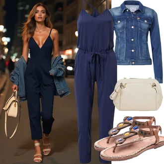 Outfity pro léto Svatební host s Tmavě modrá Letní overall/Hrací souprava About You, Růžová Lodička S Páskem/Pletený Sandál/Sandál Na Podpatku/Bota Na Podpatku/Sandály na hřídeli/Sandál s podpatkem/Letní Bota/Přezková bota/Elegantní Bota Dorothy Perkins "Letní oblečení"