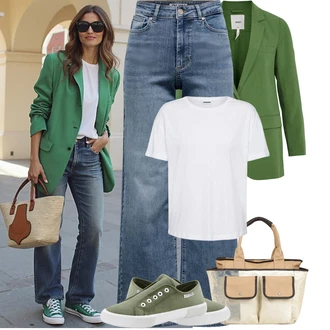 Outfit s Tmavě Zelená/Zelená Úzká Teniska/Nazouvací Teniska/Letní Tenisky Lascana "Letní outfity"