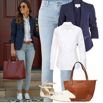 Outfit s Světle modrá Kožená bunda/Push up Džín/Dámské Džíny s Délkou 7/8/Kožené Boty/Navlékací džíny/Slim Fit Džíny/High Waist Džínové Kalhoty/Kotníková Bota/Džíny s Rozparkem/Zkrácené Džíny/Džíny s Nízkým Sedem levi's ® "Letní outfity"