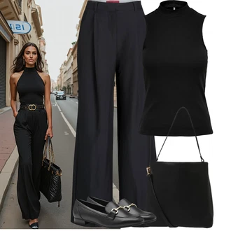 Letadlo Outfit s Černá/Bílá/Hnědá Business Bota/Mokasín/Trotteur MARCO TOZZI "Letní outfity"