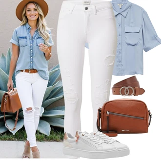 Krátká Outfit s Růžová/Bílá/Béžová/Hnědá Teniska se Třpytkami/Nízká Teniska/Teniska s dírkovaným vzorem/Teniska na platformě/Úzká Teniska/Kožené Tenisky/Letní Tenisky Tamaris "Letní outfity"