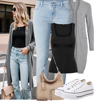 Outfit s Světle modrá Kožená bunda/Push up Džín/Dámské Džíny s Délkou 7/8/Kožené Boty/Navlékací džíny/Slim Fit Džíny/High Waist Džínové Kalhoty/Kotníková Bota/Džíny s Rozparkem/Zkrácené Džíny/Džíny s Nízkým Sedem levi's ® "Letní outfity"
