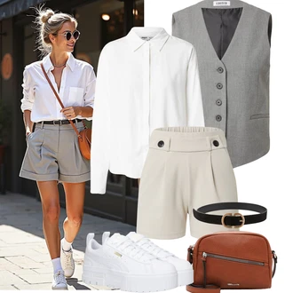 Outfit sa Bež/Kaki/Smeđa Kratke hlače velike veličine JdY "Outfit na léto"