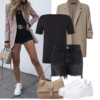 Kombinacije za ljeto Punije sa Crna Majica I Top Veći Broj/Tunika/Bluza Veći Broj VERO MODA "Outfit na léto"