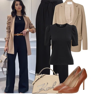 Outfit sa Crna/Smeđa Majica I Top Veći Broj/Bluza Veći Broj Only "Outfit na léto"